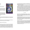 A page from Schiffer Publishing's Body Cards guidebook shows a card titled "Pushing the Holy Bone"—an abstract figure on the left and, on the right, an exploration of sacrum symbolism, chakra info, and a spiritual exercise.