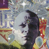 A surreal collage inspired by Body Cards from Schiffer Publishing, Ltd., with a man’s face and light patterns, a blue bird, abstract shapes, AMYGDALA on purple, and Peace below—all evoking mystical self-discovery.