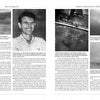 Two pages from "Above an Angry Sea, 2nd Edition" by Schiffer Publishing, Ltd., show black-and-white photos of Navy patrol squadrons, explosions, and a smiling man in uniform, with text on wartime naval operations and personal accounts.