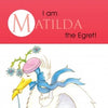 Matilda the white egret, featured in Chadwick And Friends by Schiffer Publishing, Ltd., strolls in marsh grass and water wearing a pink hat with blue ribbon and flowers. Text above her is a rhyming poem about her beak and feathers.