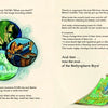 A two-page spread from "The Bathysphere Boys" by Schiffer Publishing, Ltd. shows divers, a submarine, and sea creatures on the left; on the right, two men—one in a trench coat and hat—hold a large map. Text appears on both pages.