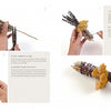 The "Creating Smudge Sticks" guide by Schiffer Publishing, Ltd. shows hands making a smudge stick with dried lavender, yellow flowers, and white sage tied with string for purification, plus written instructions on a white background.