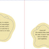 Two beige, wavy-edged text boxes on white: the left describes a camouflaging stingray, and the right explains a starfish hiding under sand, from Who Is Hiding in the Sea? by Schiffer Publishing, Ltd—an interactive board book about sea animals.