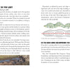 A book spread in Awesome Chesapeake by Schiffer Publishing, Ltd. explains watersheds with text and an illustration showing arrows of rainfall draining from a hill to creek, river, and Chesapeake Bay—labeling watershed (dark) and sub-watershed (light).