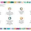 The Bright Book by Schiffer Publishing, Ltd. features a vibrant table of contents with eight colorful sections: Finding Inspiration, The Creative You, Let's Play!, Experience the World, Step into Abstract, Explorations in Color, Be Bold!, and Shine On.