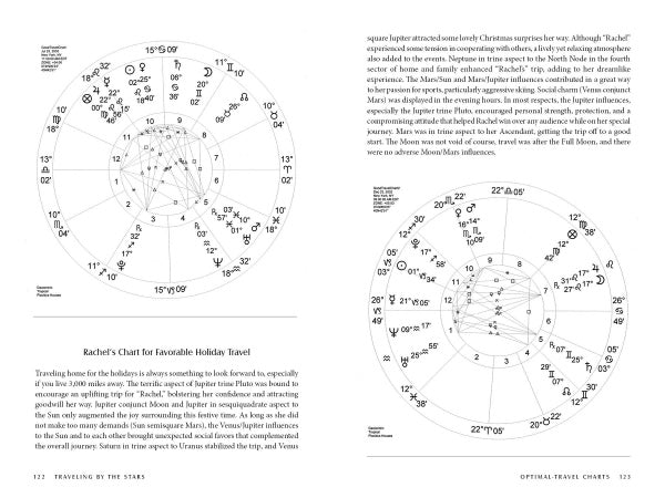 Explore a page from TRAVELING BY THE STARS by Schiffer Publishing, Ltd. for astrology-based travel tips—find the best dates to journey and avoid pitfalls with celestial guidance.