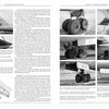 Two pages from Schiffer Publishing, Ltd.'s "Myasishchev M-4 and 3M" showcase text and nine black-and-white photos detailing the bomber’s landing gear, undercarriage, tail section, and a wing structure diagram—highlighting this Soviet aircraft’s features.