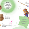 Step-by-step illustrated instructions from Schiffer Publishing, Ltd.'s "Nature" show how to make a maraca with squash, seeds, bamboo, purple clay, and paint. Images highlight materials, painted squash, assembly steps, and decorative touches.
