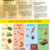 Nature" by Schiffer Publishing, Ltd. is an instructional poster displaying kids’ craft projects—like caterpillars, maracas, sailboats, and mandalas—using raffia and vegetables, with difficulty ratings to support fine motor skill development.