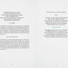 A two-page spread from The Beowulf Oracle by Schiffer Publishing, Ltd.: poetic text titled "As Hero" and "As Challenger" on the left, and on the right, "The Weaving of the Norns," inspired by Viking Age spirituality, guides self-discovery.