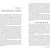 An open book, The Buddha Tarot by Schiffer Publishing, Ltd., displays Chapter 2. The left page explores Neoplatonism and the Renaissance; the right discusses their influence on Plato’s philosophy and the Major Arcana. Both pages are text-heavy.