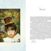 A book page titled "Welcome" shows a whimsical illustration of a serious child in round glasses and an ornate top hat, with a bird and flowers, introducing Tarot of the Enchanted Soul by Schiffer Publishing, Ltd., ideal for divination and inner-child work.