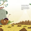 A scene from "The King of Poop" by Schiffer Publishing, Ltd. shows an elephant with three meerkats on its head, standing by a lion and crocodile amid dry terrain, alongside playful dung beetles and flies exploring the animal ecosystem.