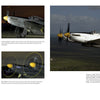 A collage from Schiffer Publishing, Ltd.'s Twin Mustang showcases WWII P-51 Mustangs in flight and on display, with color and B&W photos of pilots, scenic backgrounds, and rare F-82 Twin Mustang night fighter shots.