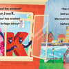 In Schiffer Publishing, Ltd.'s "Big P Takes a Fall (and That’s Not All)," two cartoon letters look out a window at flooded streets and damaged bridges as rain pours over houses—just part of their rhyming alphabet adventure.
