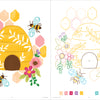 Two side-by-side images from ColorMaps: Garden by Schiffer Publishing, Ltd.: the left shows a vibrant beehive with flowers, bees, and honeycomb; the right features a stress-free color-by-number design with coded patterns and a key at the bottom.