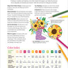 ColorMaps: Garden by Schiffer Publishing, Ltd. offers coloring tips for adults, with a partially colored floral vase, guidance on pencils, shading, color choices, tool use, and a color index for stress-free creativity.