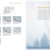 Two pages from Whitework Embroidery by Schiffer Publishing, Ltd.: the left page shows Schwalm whitework instructions and diagrams; the right introduces Ajour with text and a soft-focus photo of house-shaped needlework projects.