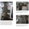A collage of six photos displays mechanical rooms, control panels, and equipment aboard the WWII destroyer USS Kidd (DD-661), featuring pipes, wheels, levers, and gauges. Published by Schiffer Publishing, Ltd.