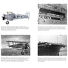 A collage from Schiffer Publishing, Ltd. features eight black-and-white historical images of U.S. Navy planes and ships, with aircraft on carrier decks, planes in flight, and the USS Saratoga (CV-3), plus descriptive captions.