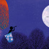 In "Infinity" by Schiffer Publishing, Ltd., a child gazes through a telescope at a bright moon filled with an Einstein quote, as colorful red and blue patterns stream from the telescope under a star-filled night sky.