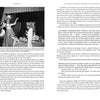 On the left, a black-and-white photo from "Awaiting the Sun" (Schiffer Publishing, Ltd.) shows a performer in a gown with a man in tuxedo and a figure in a feathered headpiece; North American war history text by Bil Paul fills the pages.