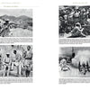 Two pages from Abyssinian Conquest by Schiffer Publishing, Ltd. feature black-and-white photos of Ethiopian soldiers, leaders like Haile Selassie, and weapons with captions about military activities during the Italian-Ethiopian War.