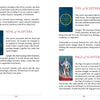 A spread from Tarot Médiéval by Schiffer Publishing, Ltd. displays the Ten, Nine, and Page of Scepters with restored card images and descriptive text outlining their upright and reversed meanings.
