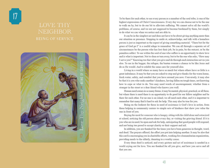 A man kneels and offers a heart to another man on a bed, both enveloped in glowing, heart-shaped light—symbolizing Christ Consciousness and compassion. Featured in Schiffer Publishing’s Christ Consciousness Self-Mastery Oracle.