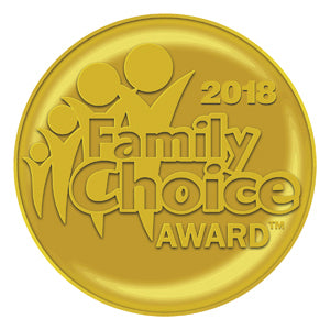A gold medallion reading "2018 Family Choice Award" features family figures, celebrating Schiffer Publishing, Ltd.'s children's picture book "I'm Going to Outer Space!"—a fun adventure with robots and aliens in space.