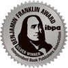 A silver, medal-shaped seal featuring Benjamin Franklin and the text "BENJAMIN FRANKLIN AWARD, SILVER WINNER, ibpa, Independent Book Publishers Association" honors Schiffer Publishing's Traditional Weavers of Guatemala.