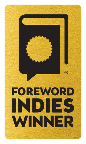 A gold rectangular badge with a stylized book and seal sits above bold black text: "Foreword Indies Winner," representing Max's Box by Schiffer Publishing, Ltd.—a mark of excellence in children’s emotional development and managing emotions.